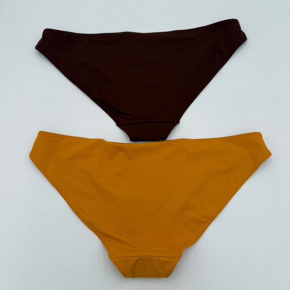 Everlane ReNew Bundle Set Of 2 Bikini Suit Bottoms XXL NWT Mustard Yellow Brown - Picture 4 of 4